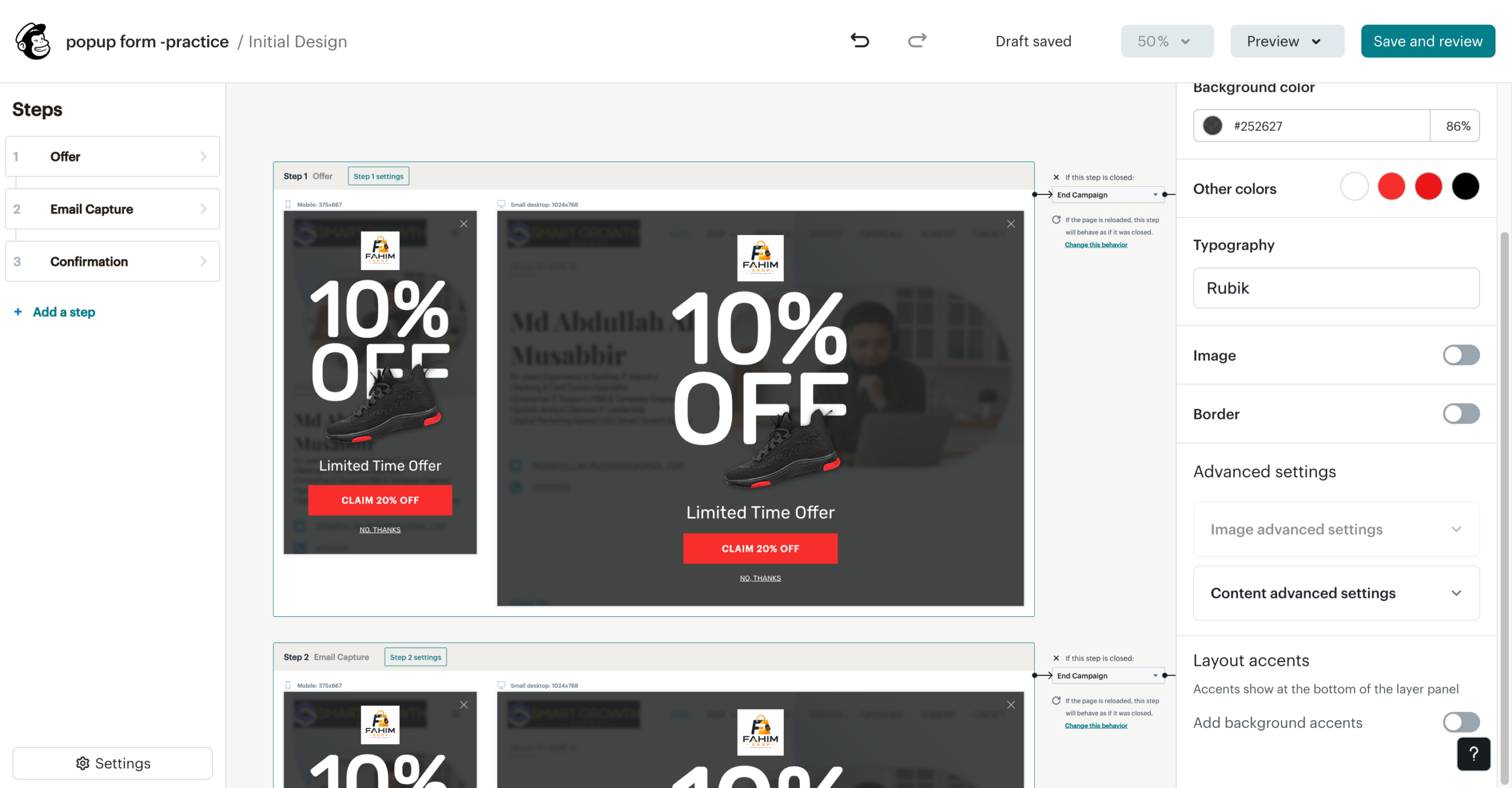 popup form